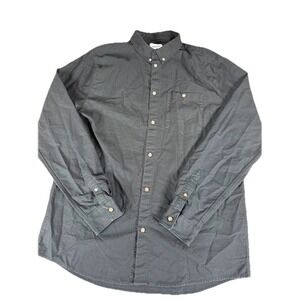 Weekday Bad Times Shirt Mens Large Black Button‎ Down Long Sleeve Cotton Pocket